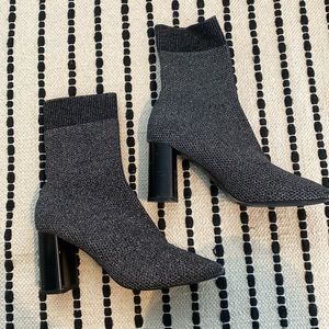 ZARA silver shimmery sock ankle boots